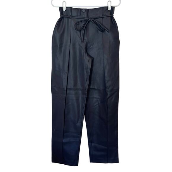 NWT Mayson The Label Vegan Leather Pleat Front Taper Pants Size 0 Periscope - Picture 1 of 13